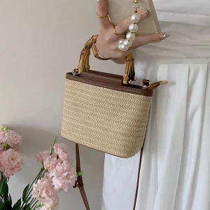 sac à main en paille bambou style bohème raffiné