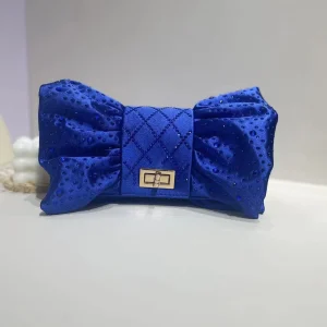 sac soirée bleu marine nœud papillon – pochette bandoulière femme chic strassée
