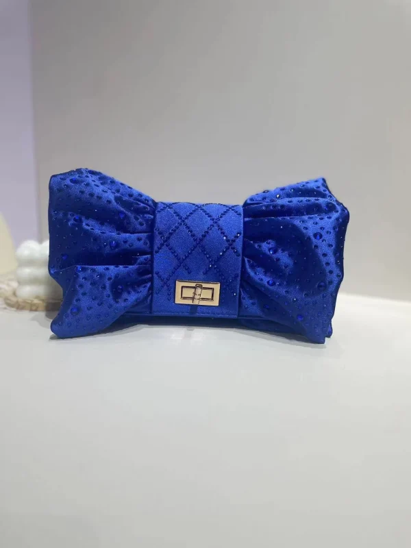 sac soirée bleu marine nœud papillon – pochette bandoulière femme chic strassée