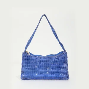 sac à main soirée bleu en strass brillant – pochette élégante femme