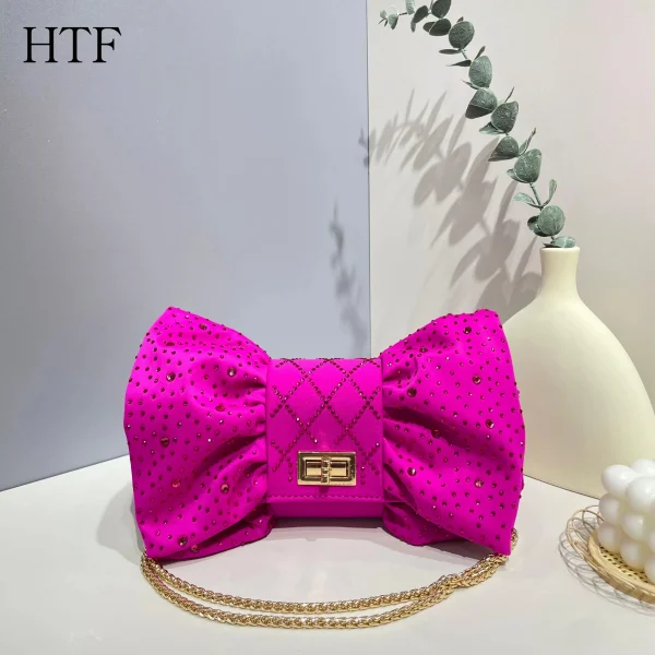 sac soirée rose fuchsia nœud papillon