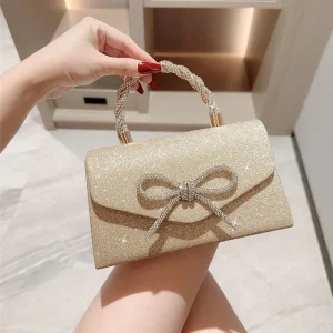 sac à main de soirée pailleté doré