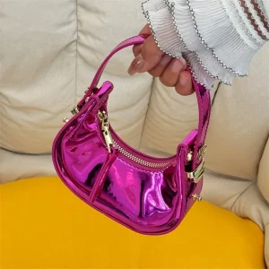 sac à main vernis rose fuchsia métallisé