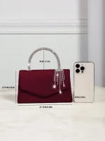 sac à main bordeaux strass