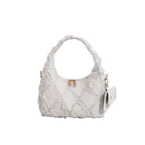 sac à main jean blanc tressé – style urbain décontracté