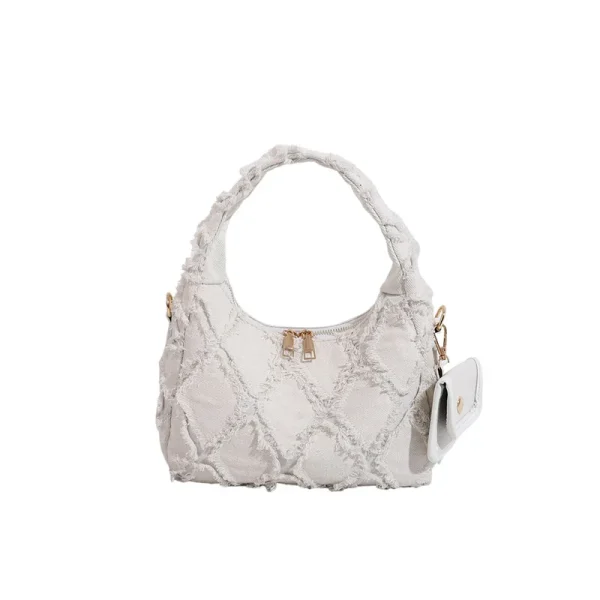 sac à main jean blanc tressé – style urbain décontracté