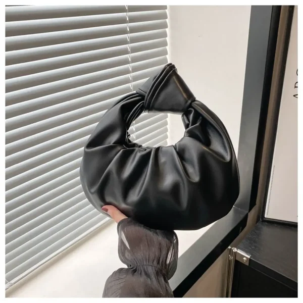 sac à main en cuir noir – style noué moderne et minimaliste