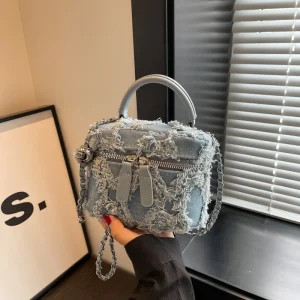 sac à main en jean bleu ciel