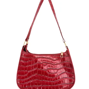 sac à main en cuir vernis rouge – chic amp brillant