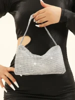 sac à main soirée argenté en strass brillant