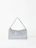 pochette élégante femme strass argenté