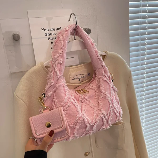 sac à main jean rose tressé