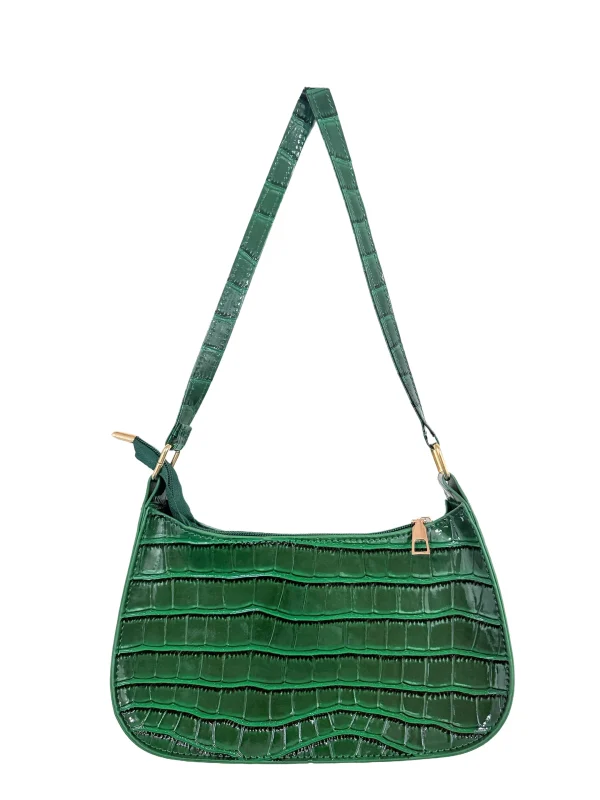 sac à main en cuir vernis vert – chic amp brillant
