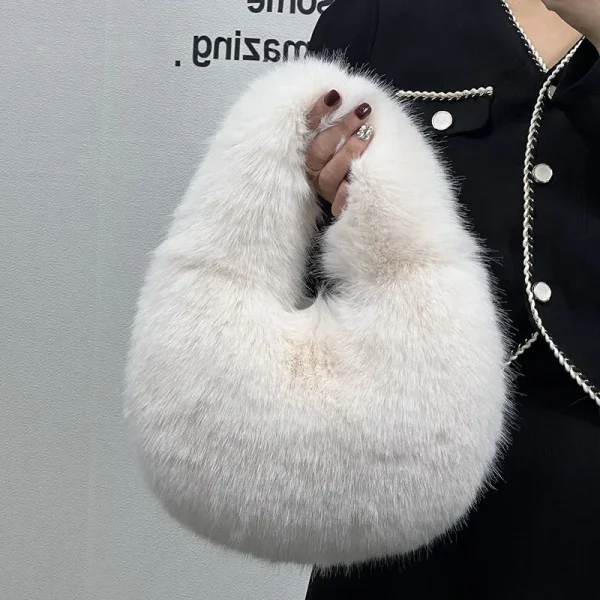 Sac À Main En Fausse Fourrure Blanc – Style Hiver Luxe Doux Et Élégant