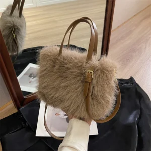 Sac À Main Fourrure Marron – Hivernal Doux Et Élégant