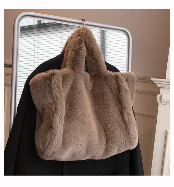 Sac À Main En Fausse Fourrure Marron – Sac D’hiver Doux Tendance Et Élégant