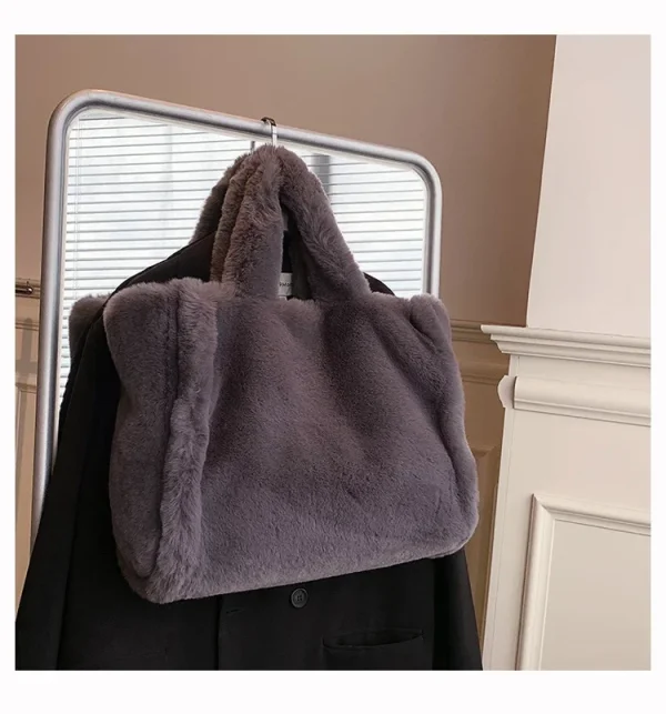 Sac À Main En Fausse Fourrure Gris – Sac D’hiver Doux Tendance Et Élégant