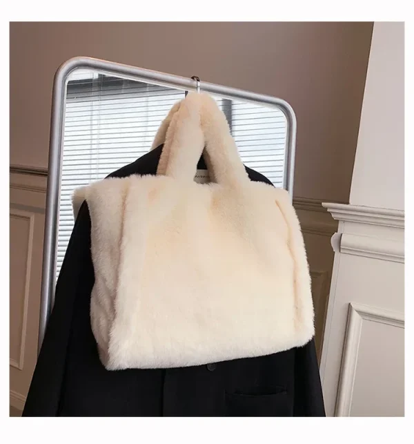 Sac À Main En Fausse Fourrure Blanche – Sac D’hiver Doux Tendance Et Élégant